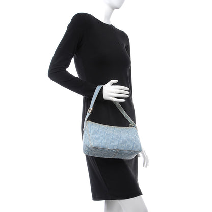 Fendi Denim FF Small Shoulder Bag Celeste 2 of 9