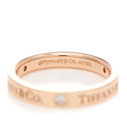 Tiffany 18K Rose Gold Diamond 3mm Logo Band Ring 50 5.25 4 of 5