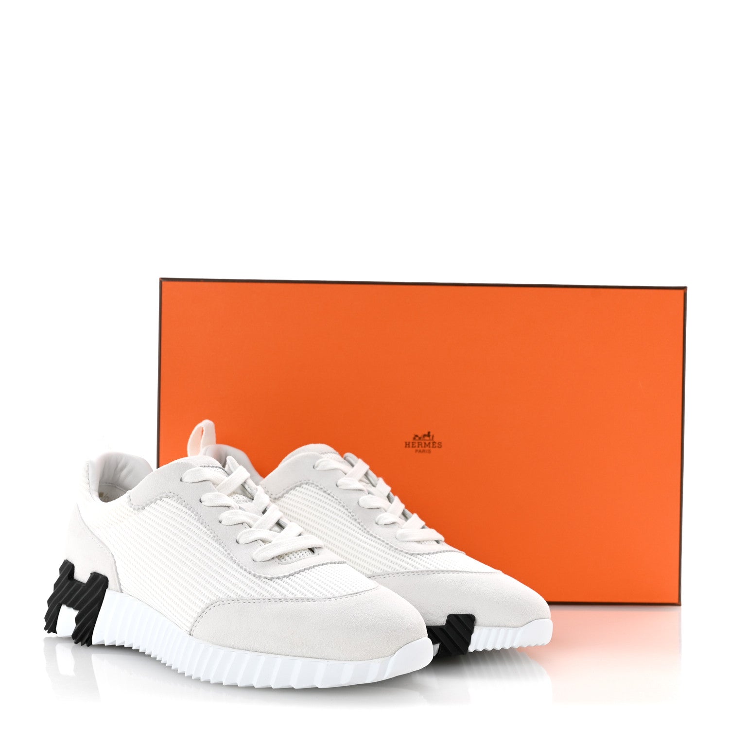 Hermes Technical Mesh Suede Goatskin Bouncing Sneakers 37 White 11 of 11
