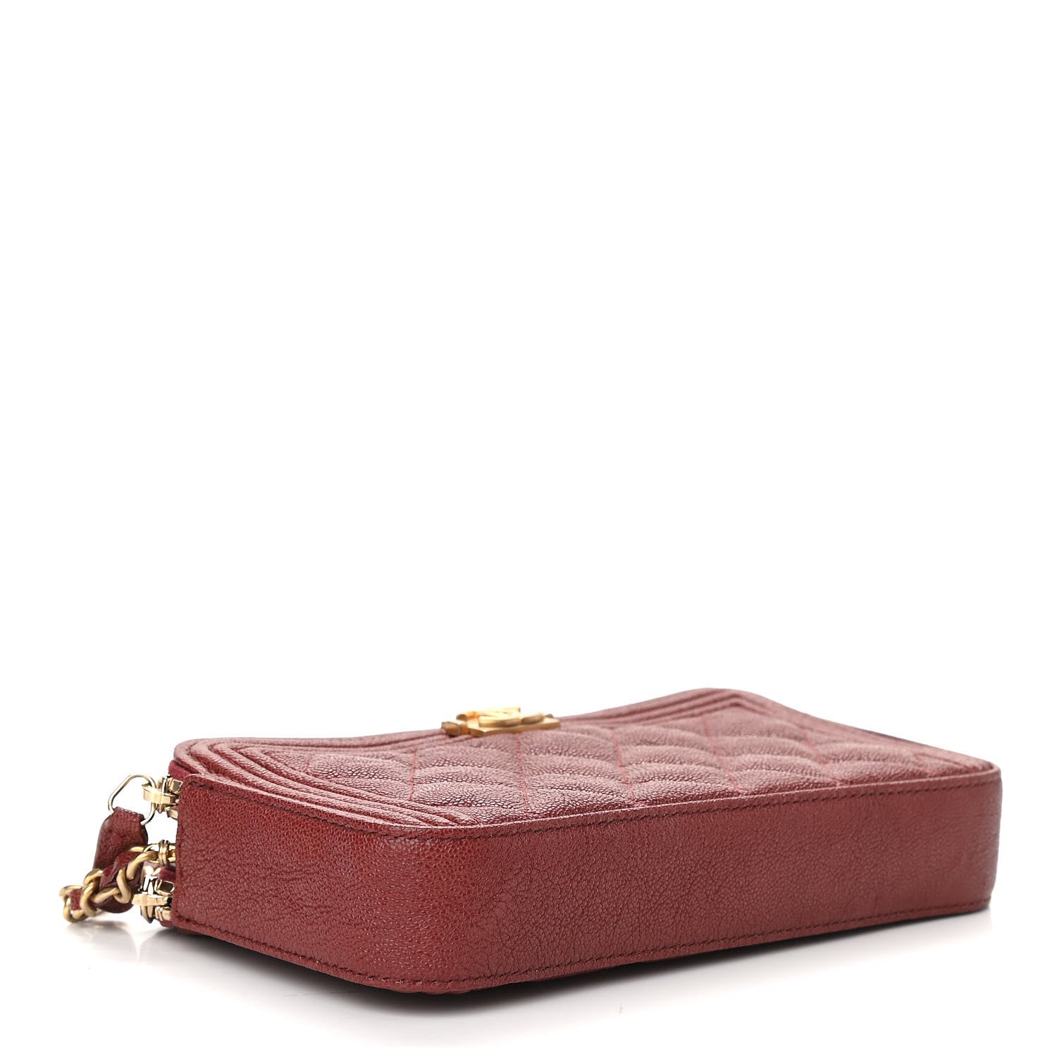Chanel Caviar Quilted Small Boy Clutch With Chain Burgundy 4 of 13