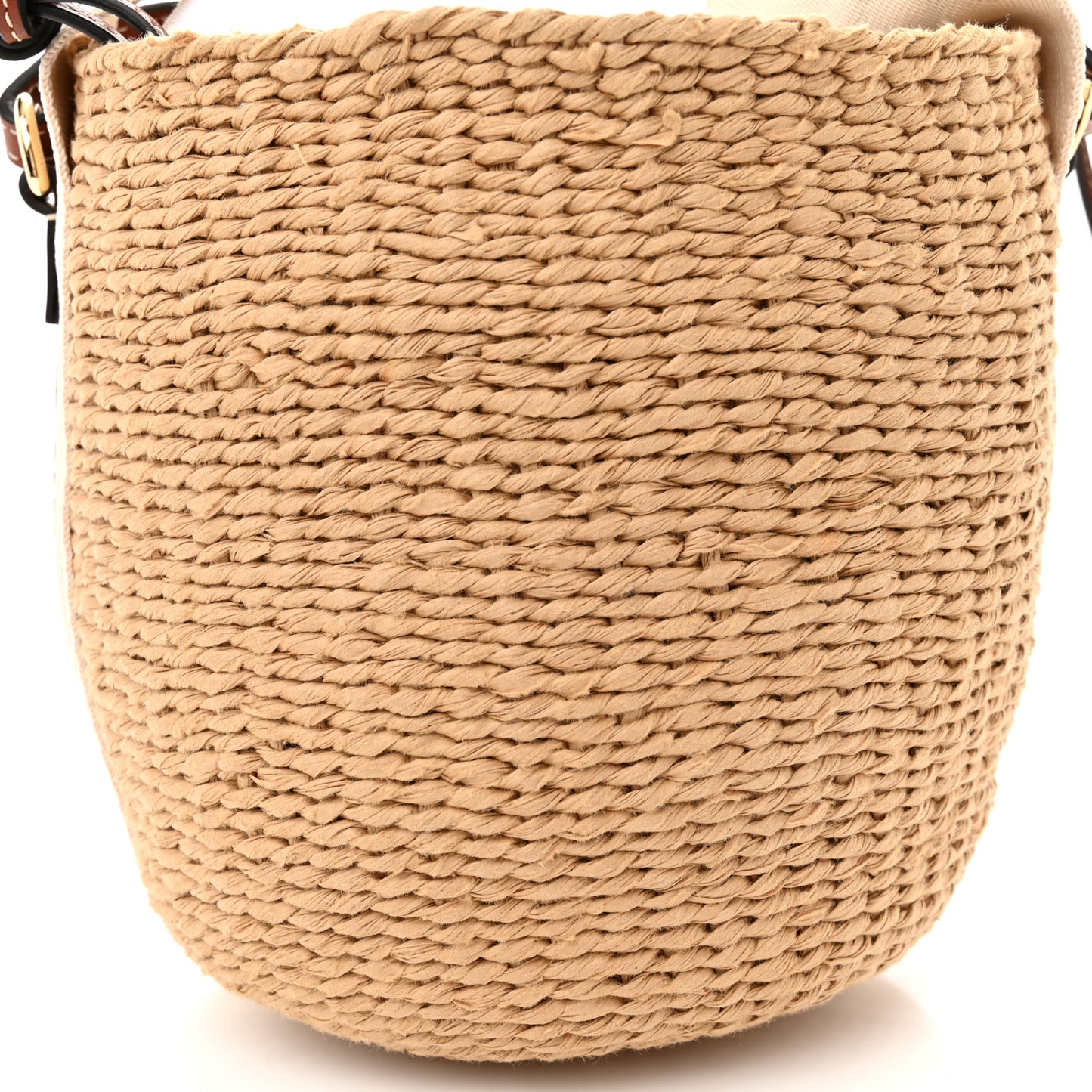 Raffia Calfskin Small Woody Basket Bag Brown