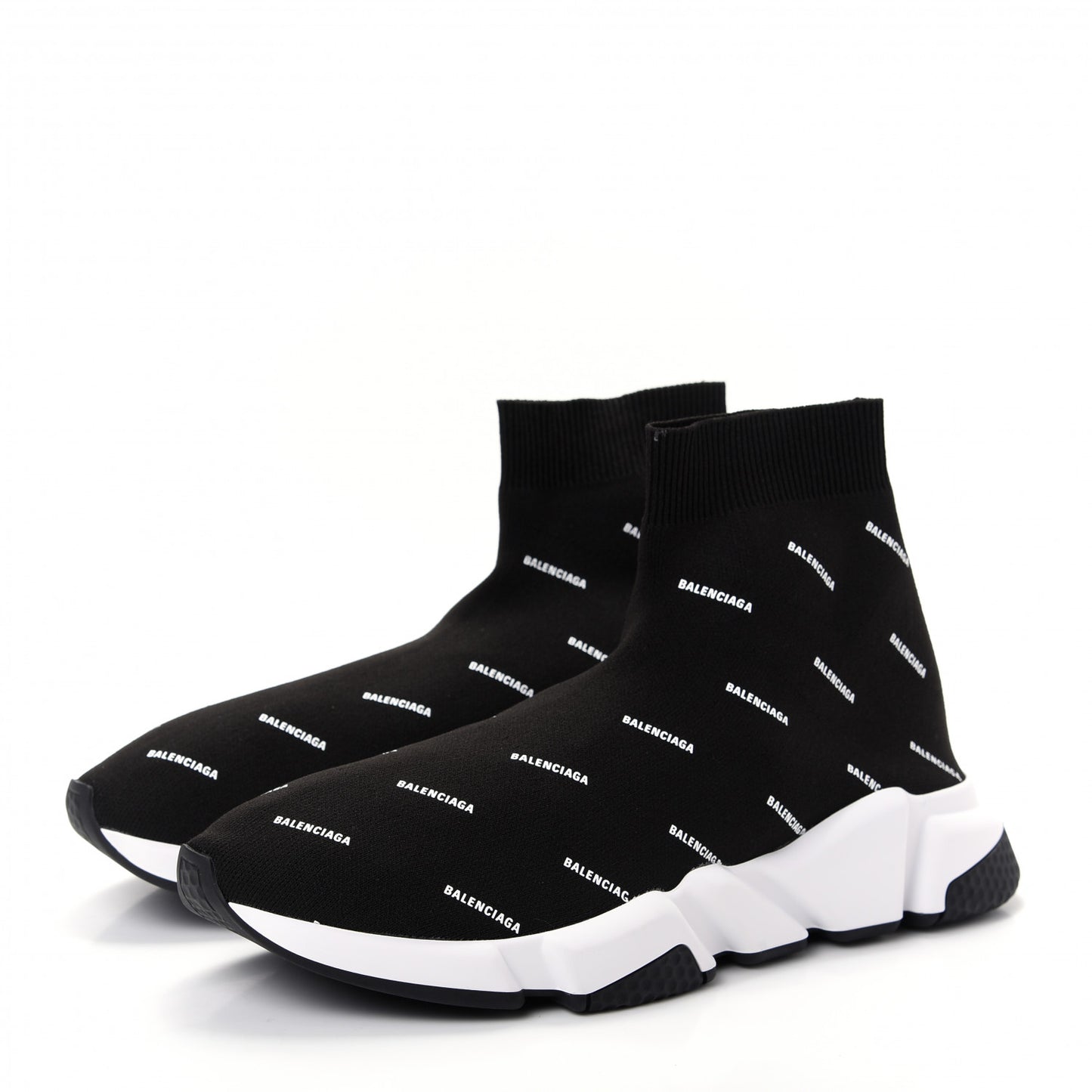 Neoprene Knit Allover Logo Bi-Color Sole Mens Speed Sneakers 42 Black White