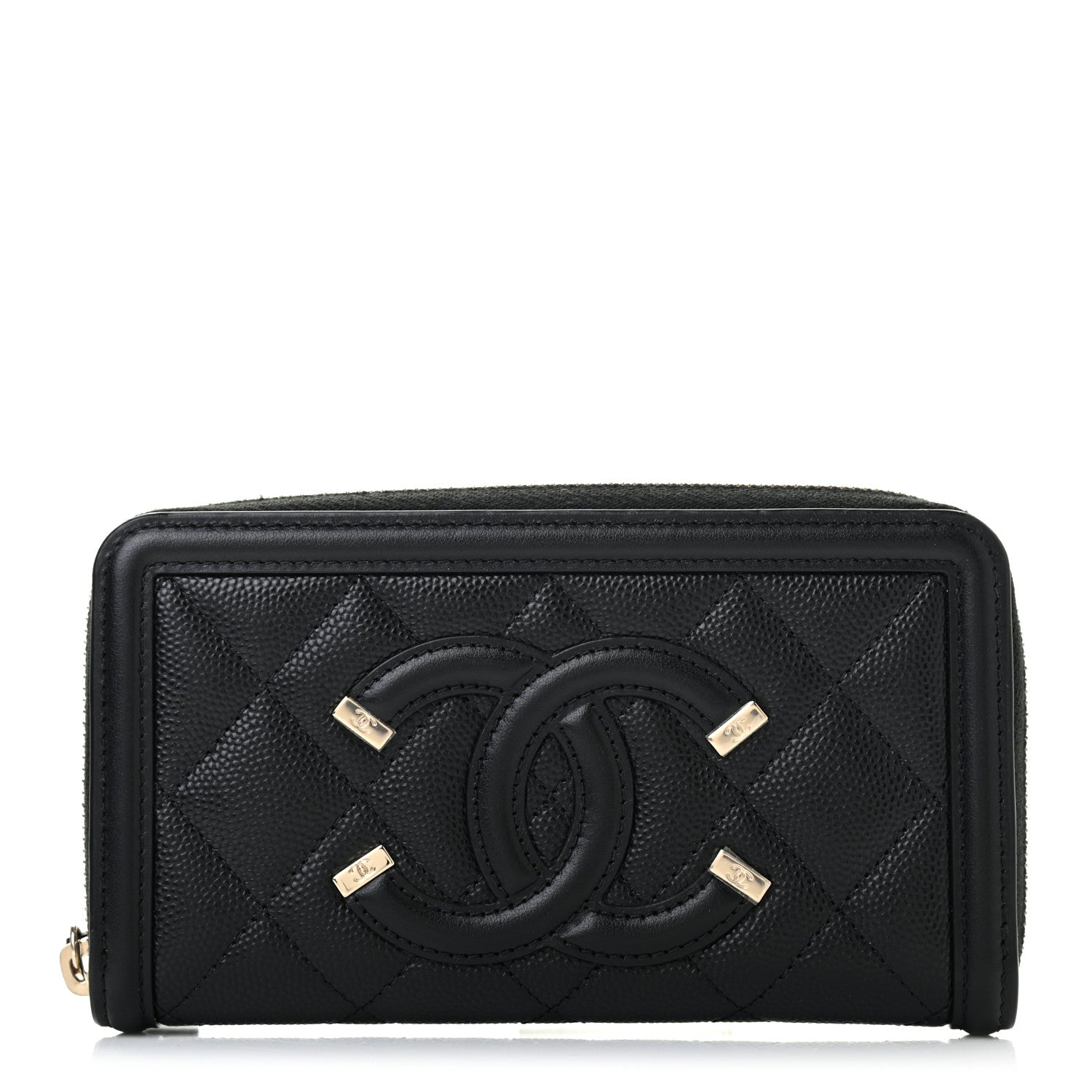 Chanel Caviar Quilted Medium Filigree Zip Around Wallet Black 1 of 9