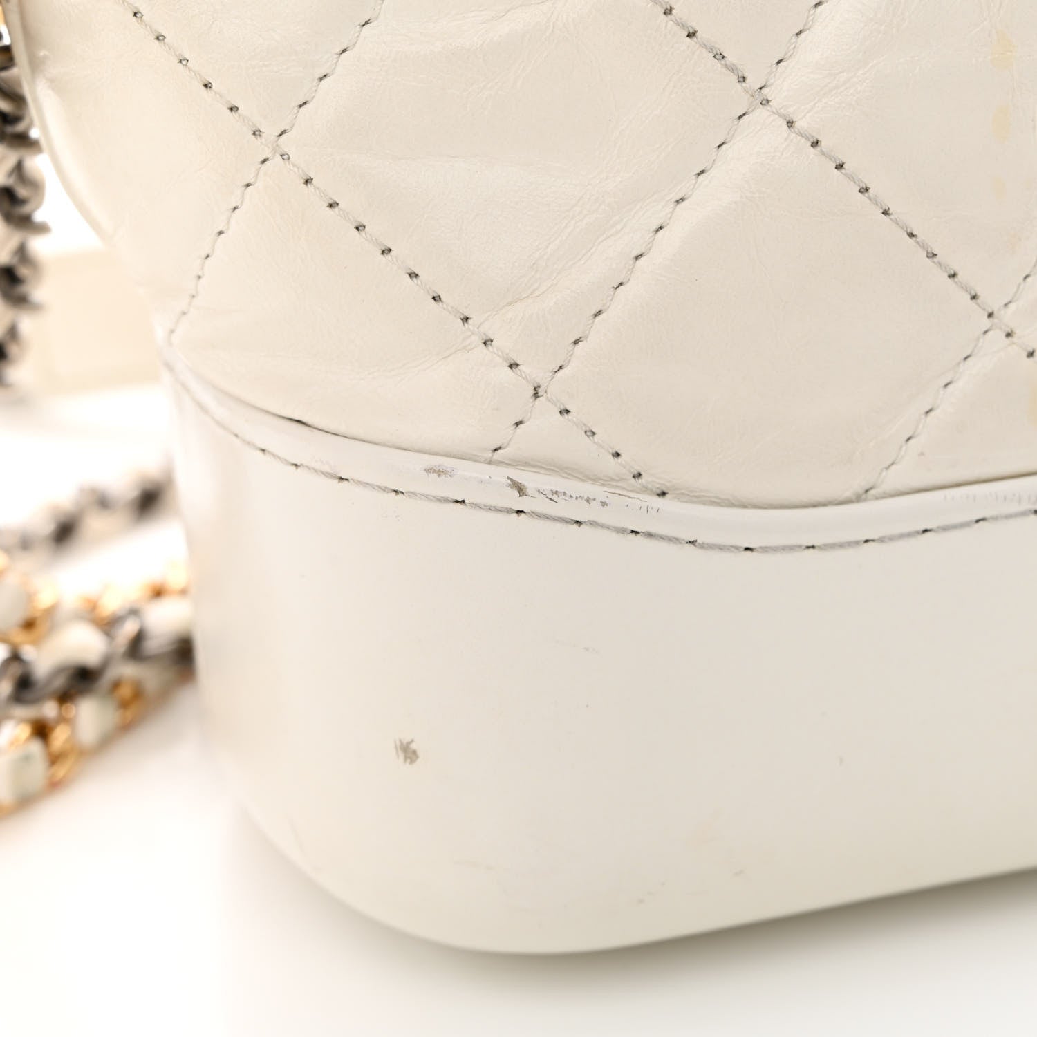 Chanel Aged Calfskin Quilted Small Gabrielle Hobo White 19 of 23