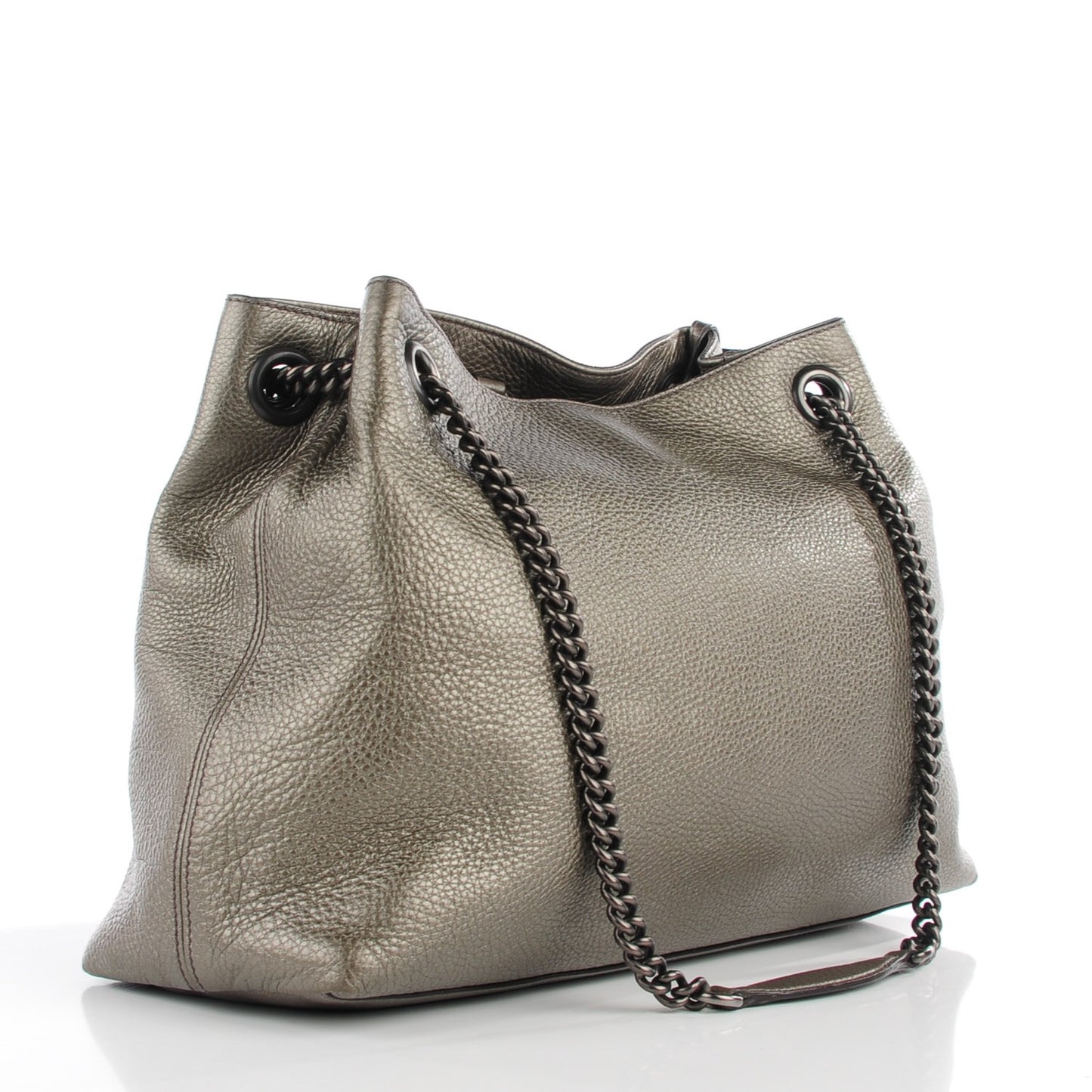 Metallic Pebbled Calfskin Medium Soho Chain Shoulder Bag Sasso