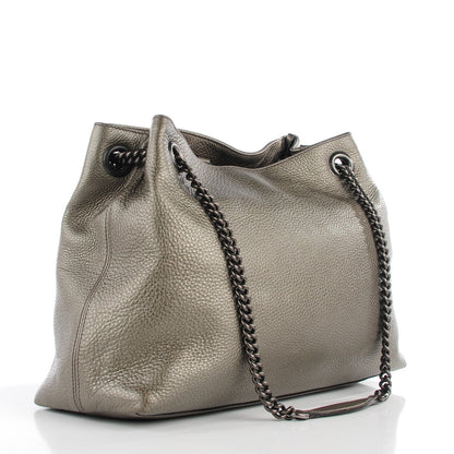 Gucci Metallic Pebbled Calfskin Medium Soho Chain Shoulder Bag Sasso 3 of 7