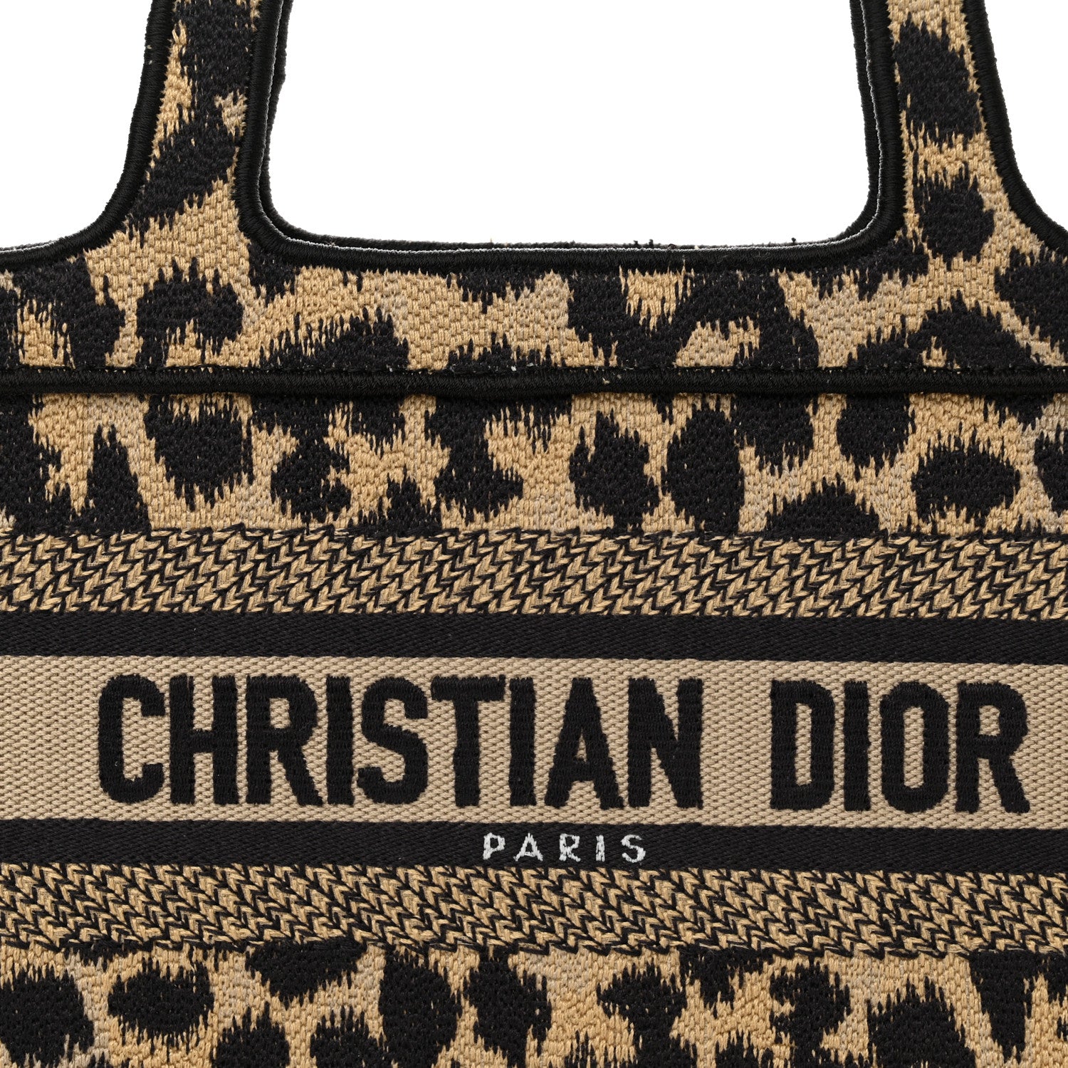 Christian Dior Canvas Mizza Embroidered Mini Leopard Book Tote Beige 8 of 12