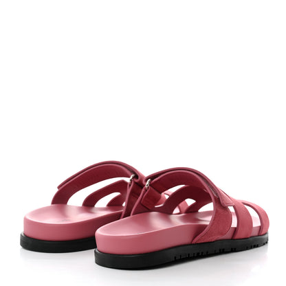 Hermes Suede Goatskin Womens Chypre Sandals 40 Rose Aphrodite 4 of 9