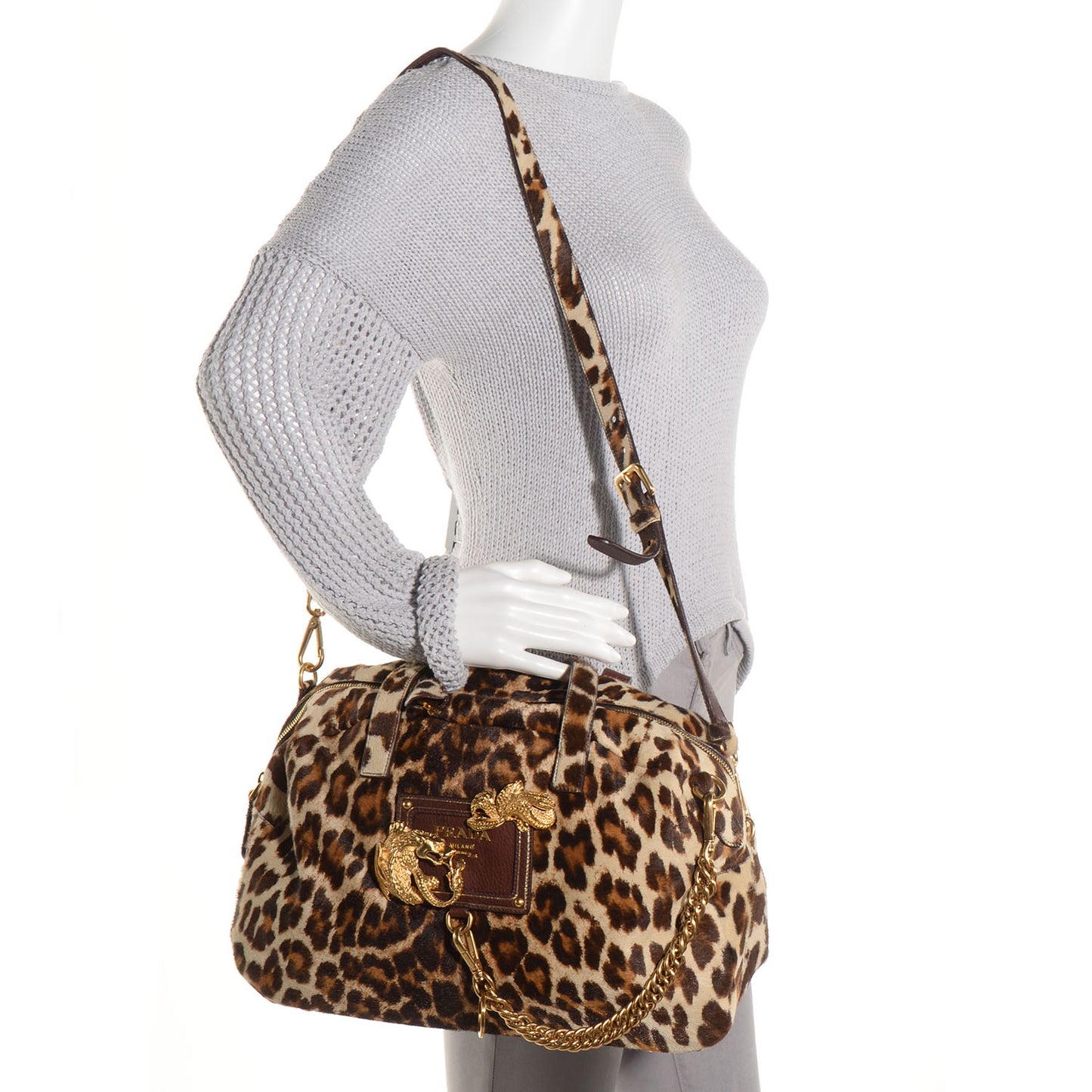 Calf Hair Leopard Print Bauletto