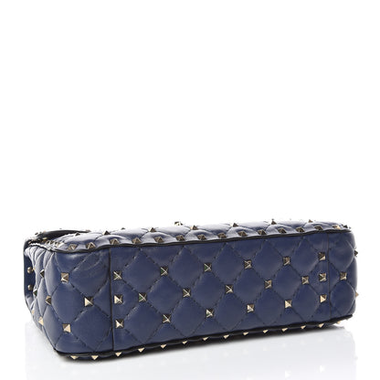 Valentino Garavani Nappa VLTN Print Medium Rockstud Spike Shoulder Bag Pure Blue White 4 of 8