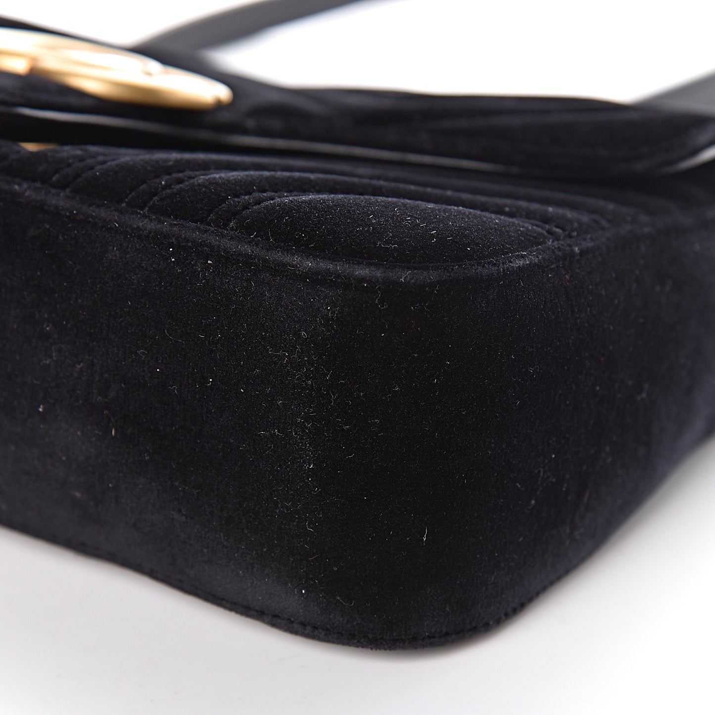Velvet Matelasse Small GG Marmont Shoulder Bag Black