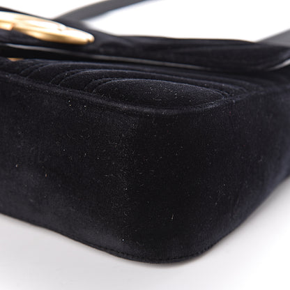 Gucci Velvet Matelasse Small GG Marmont Shoulder Bag Black 10 of 12
