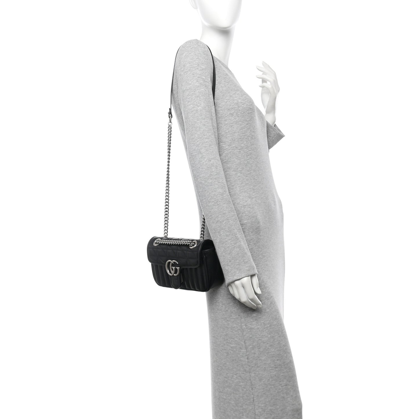 Calfskin Matelasse Aria Mini GG Marmont Shoulder Bag Black
