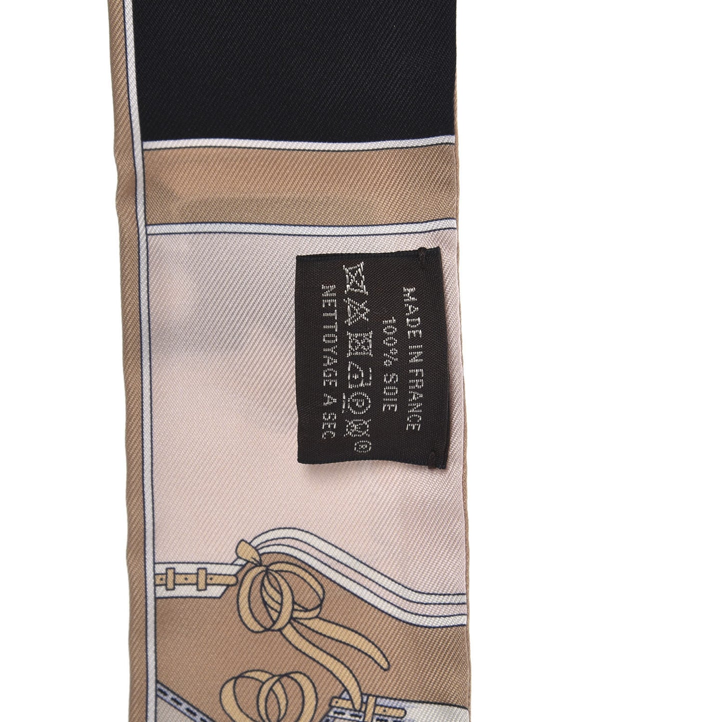 Silk Camails Twilly Scarf Beige Black Rose Pale
