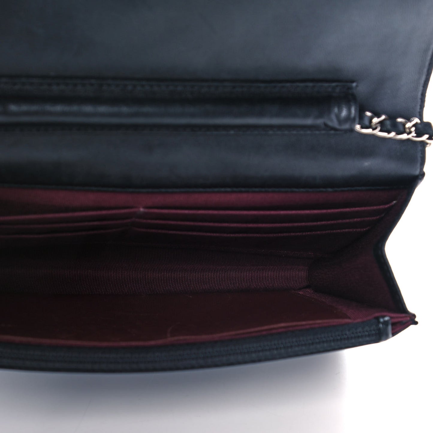 Lambskin Quilted Wallet On Chain WOC Black