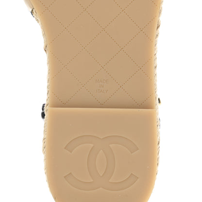 Chanel Braided Knit Cap Toe CC Ankle Strap Espadrilles 38 White Black 6 of 9