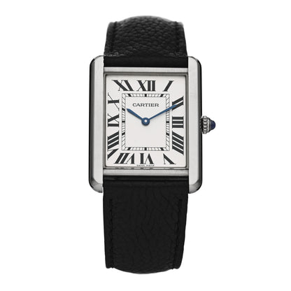 Cartier Stainless Steel Calfskin 27mm Tank Solo Quartz Watch 1 of 6