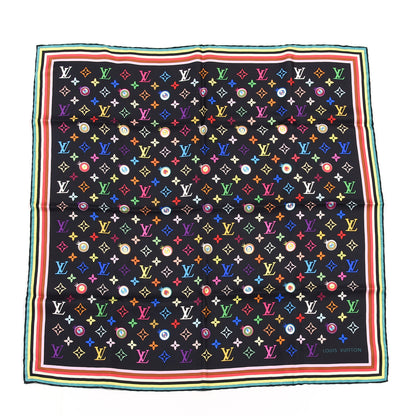 Louis Vuitton Silk Multicolor Eye Love Scarf Black 1 of 4