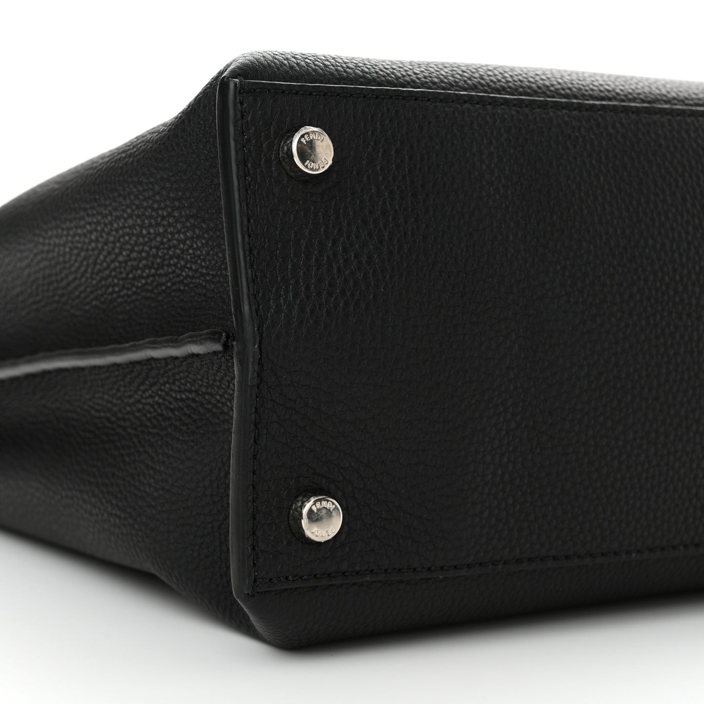 Cuoio Romano Selleria Vitello Grace Glazed Fabric FF 1974 Large Peekaboo Iconic Essential Satchel Black