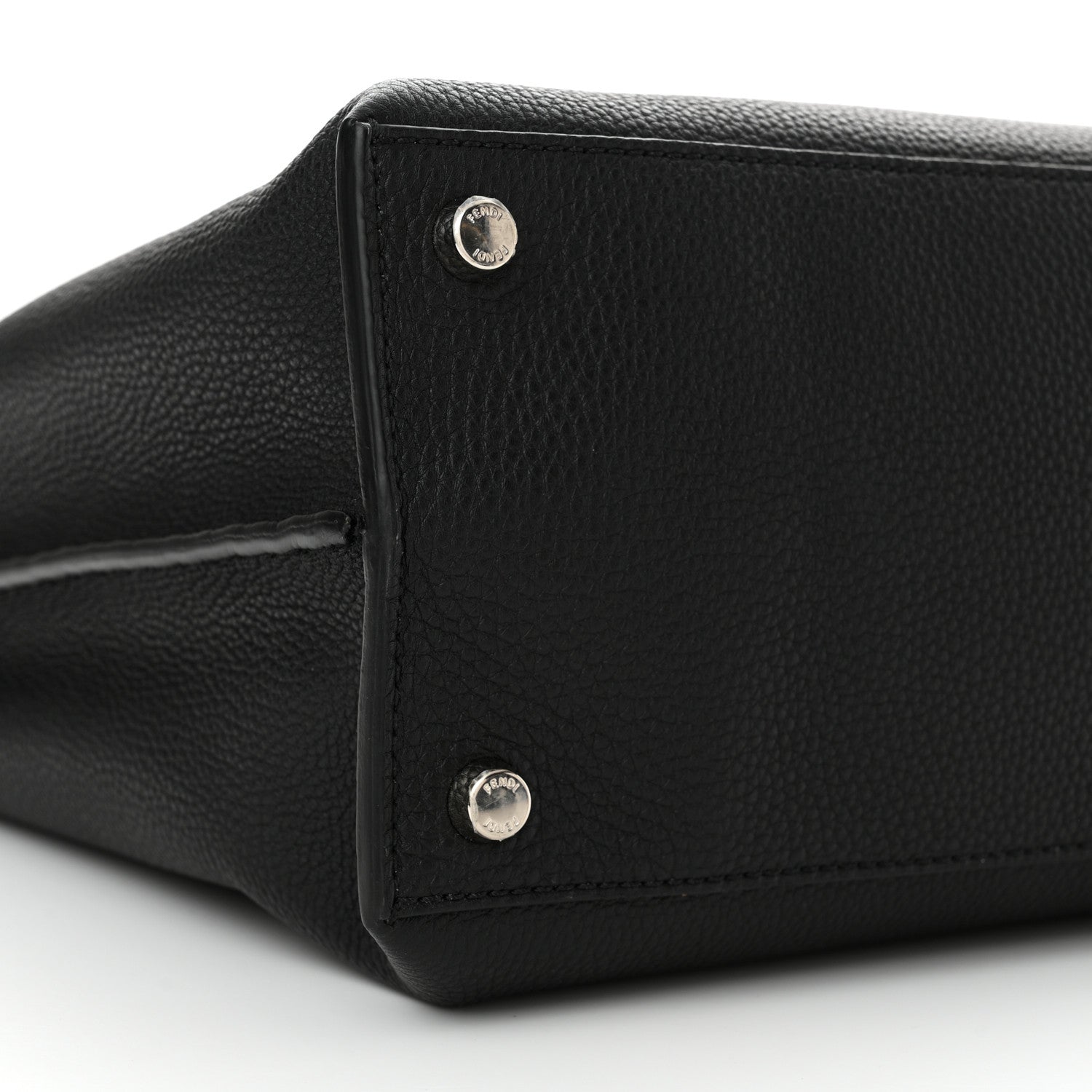 Fendi Cuoio Romano Selleria Vitello Grace Glazed Fabric FF 1974 Large Peekaboo Iconic Essential Satchel Black 9 of 10