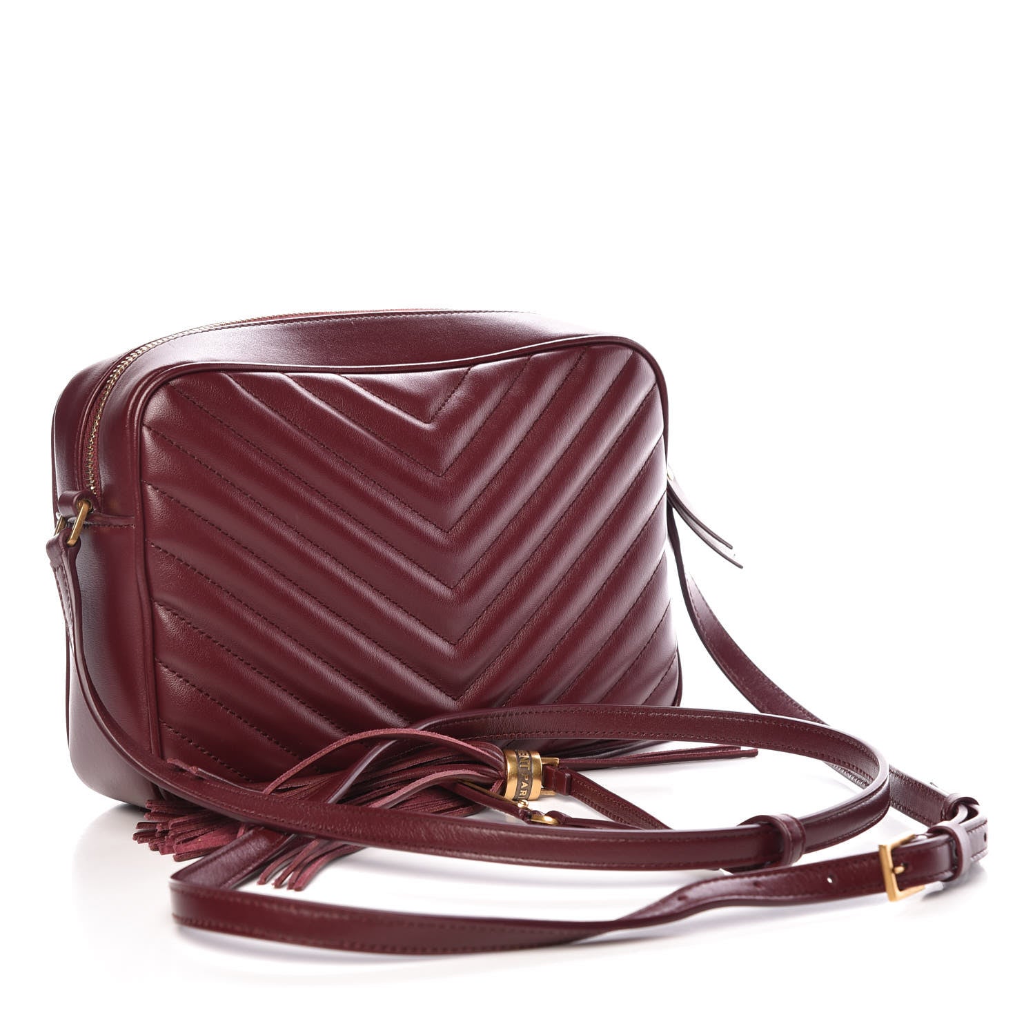 Saint Laurent Calfskin Matelasse Monogram Lou Camera Bag Dark Legion Red 3 of 9