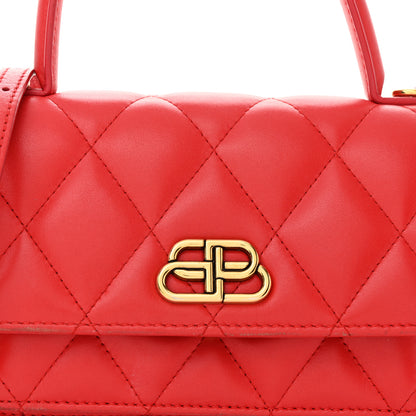 Balenciaga Nappa Calfskin Quilted XS Sharp Top Handle Bag Bright Red 8 of 21
