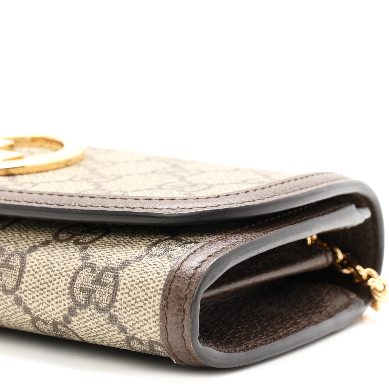 Gucci GG Supreme Monogram Textured Dollar Calfskin Blondie Continental Chain Wallet Beige Ebony New Acero 10 of 11