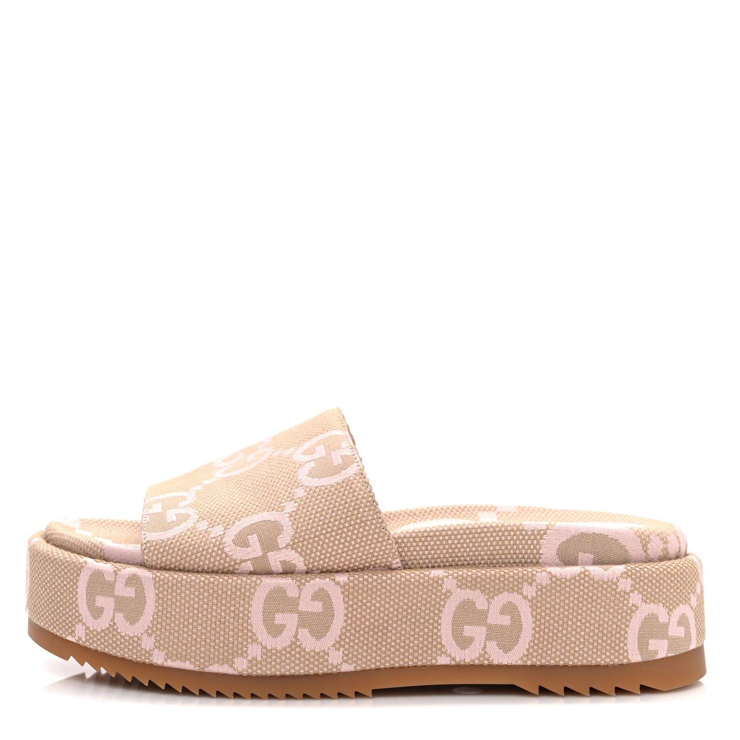 Monogram Jumbo GG Angelina Platform 55mm Slide Sandals 37 Beige Perfect Pink