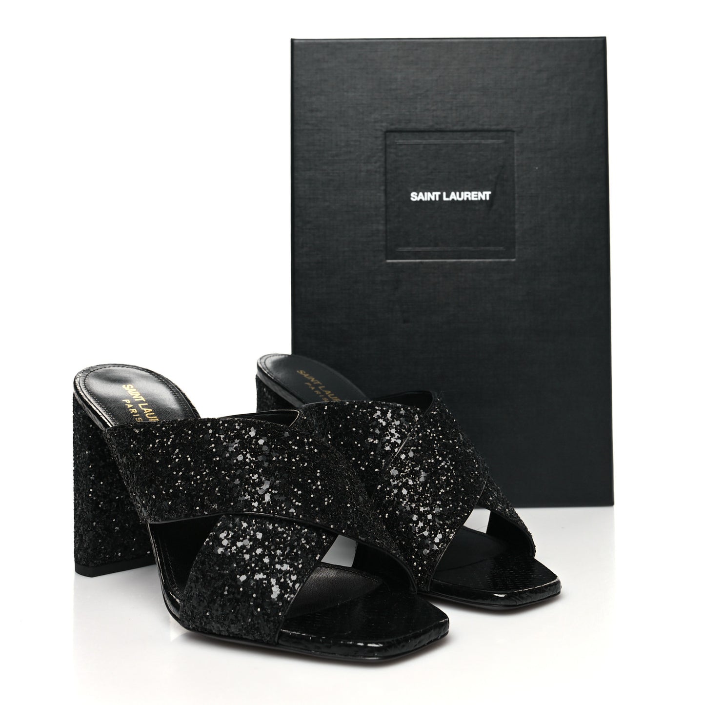 Glitter LouLou 70 Mule Sandals 40.5 Black