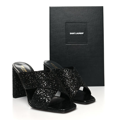 Saint Laurent Glitter LouLou 70 Mule Sandals 40.5 Black 9 of 9