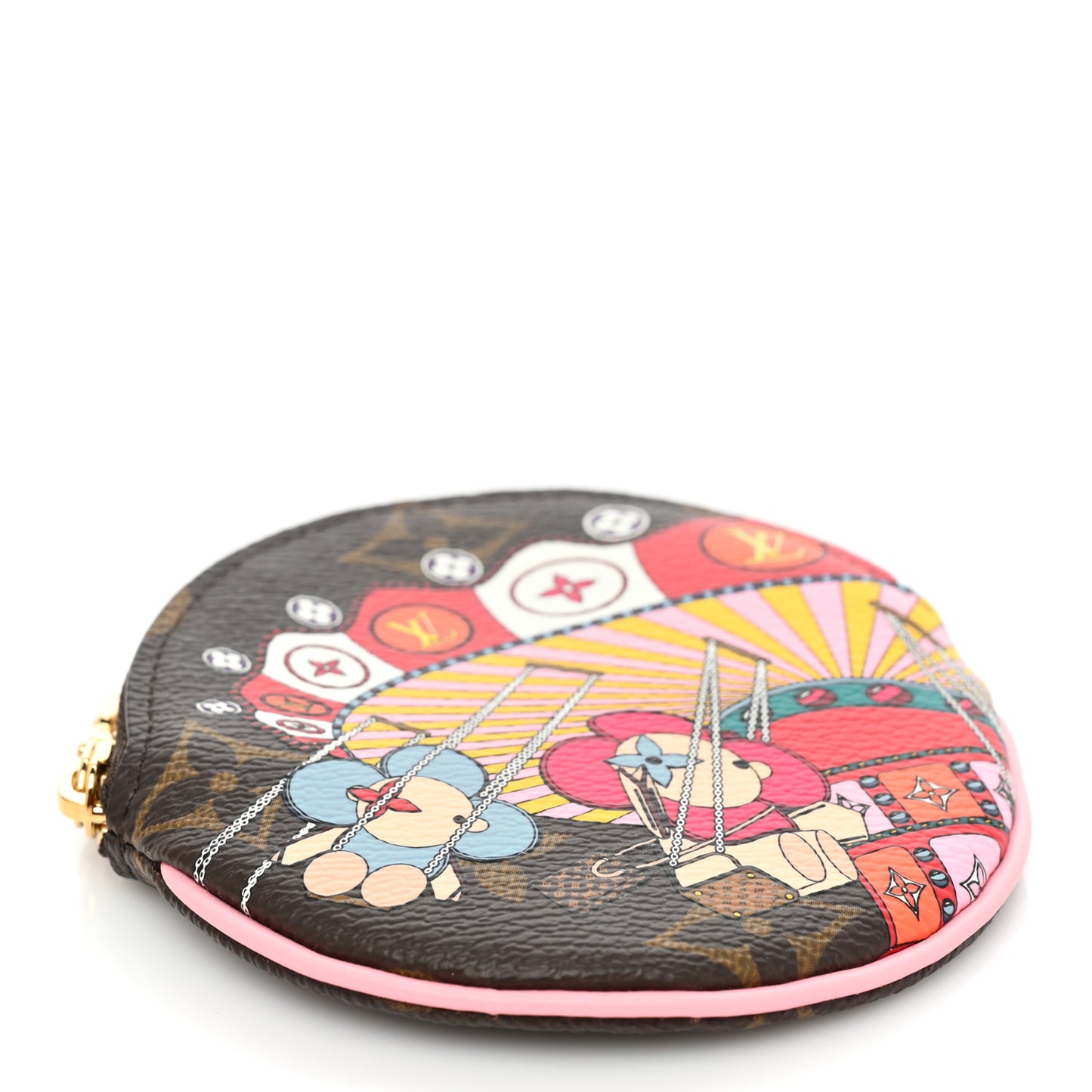 Monogram 2020 Christmas Animation Swing Ride Round Coin Purse Pink Poppy