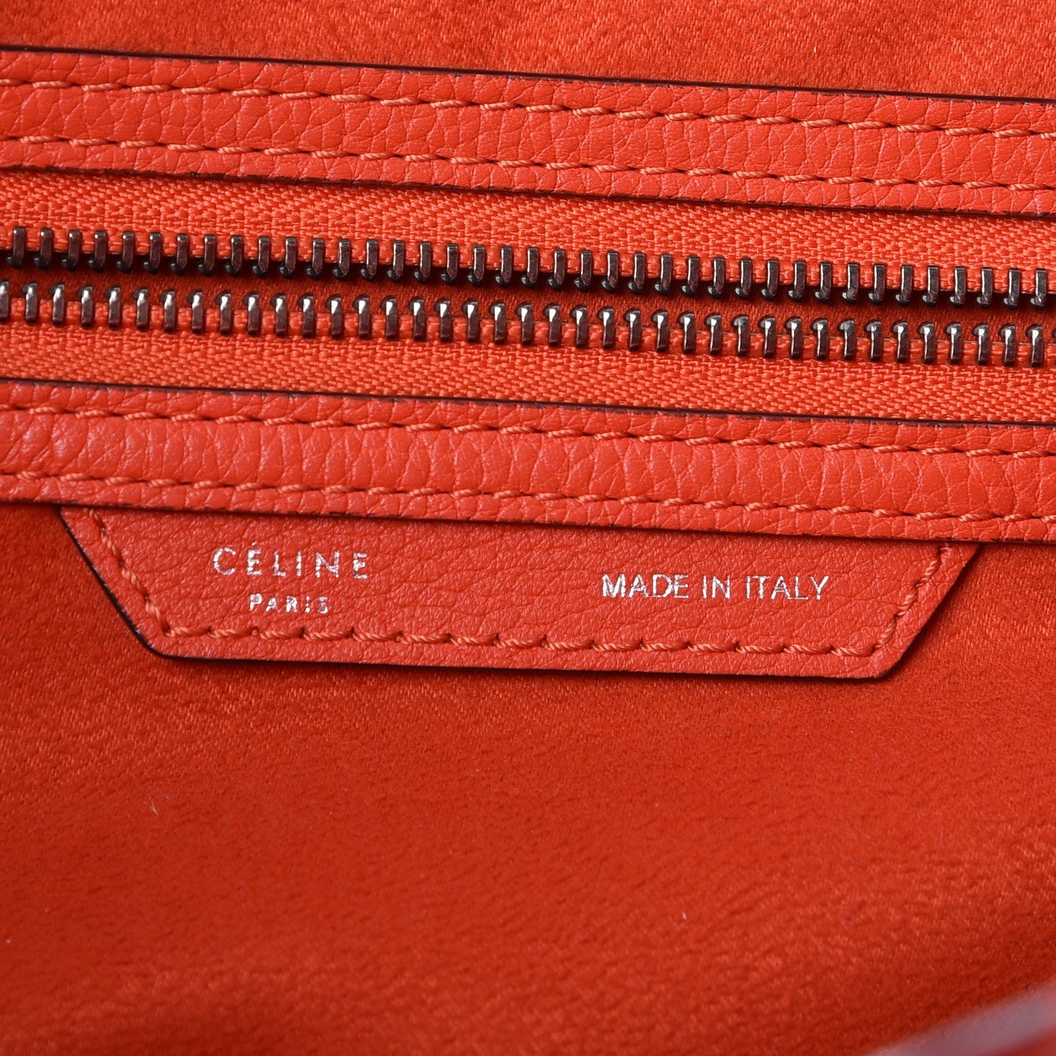 Celine Drummed Calfskin Mini Luggage Vermillion 6 of 16