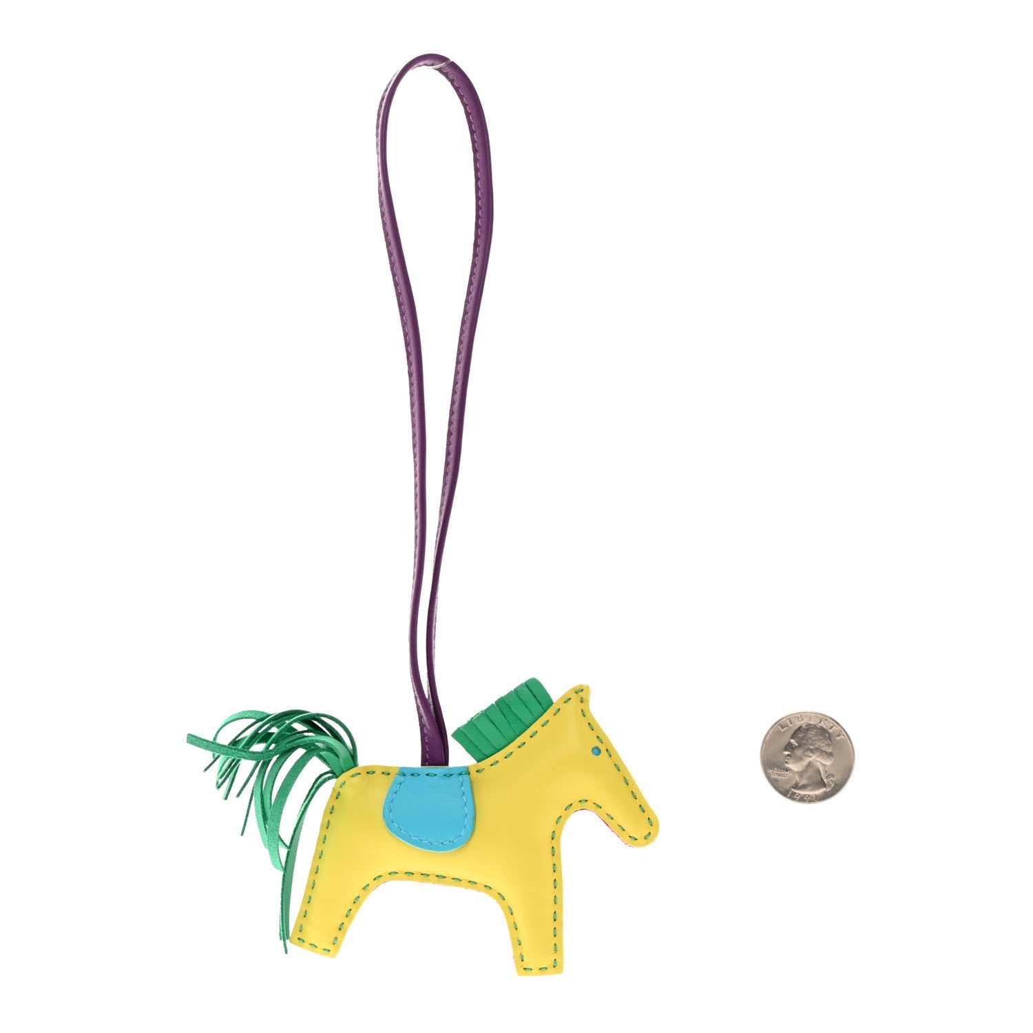 Hermes Milo Lambskin Grigri Rainbow Reversible Rodeo Bag Charm PM Bleu Electrique Rose Pourpre Lime Bleu Zanzibar 2 of 4
