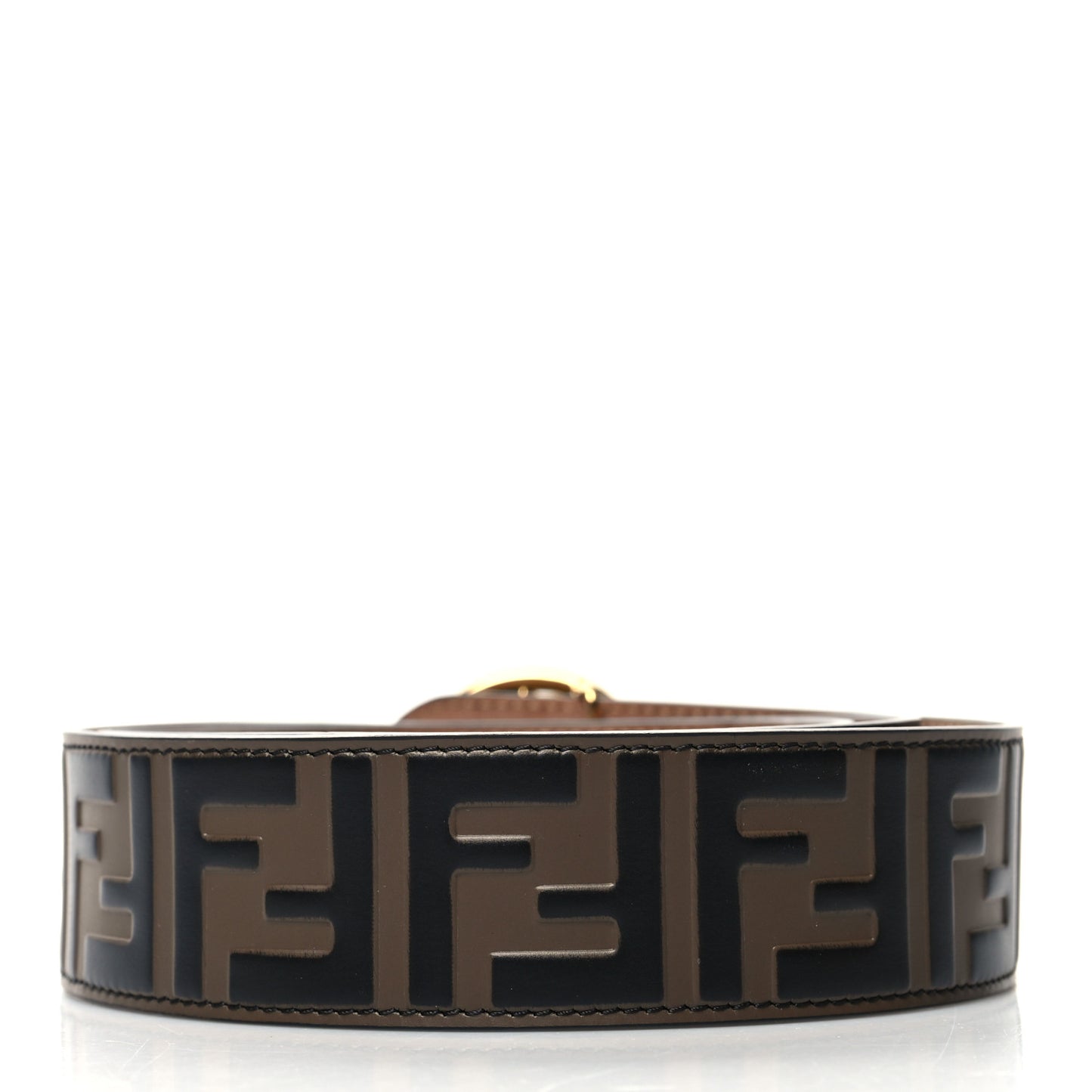 Vitello F is Fendi Bi-Color FF 1974 Embossed Belt 95 38 Maya Black