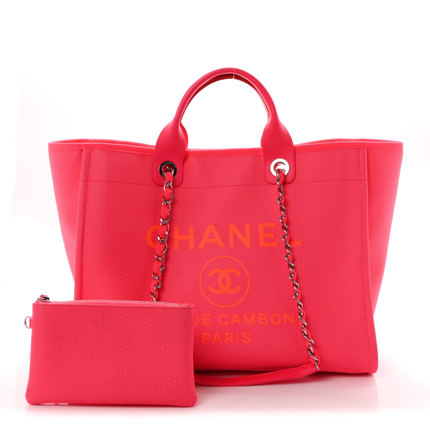 Mixed Fibers Calfskin Medium Deauville Tote Pink Orange