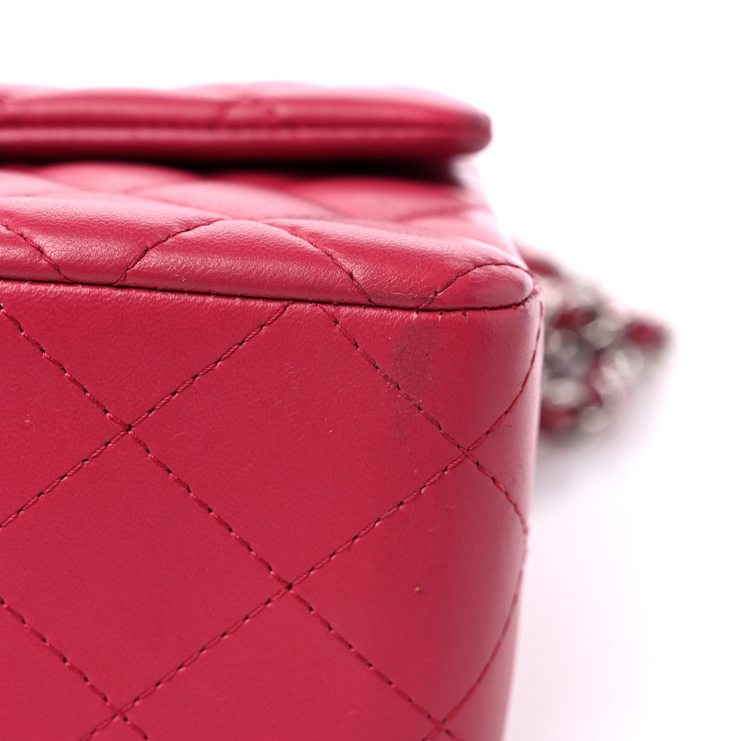 Chanel Lambskin Quilted Mini Rectangular Flap Dark Pink 12 of 14