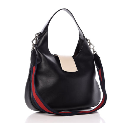 Gucci Calfskin Web Medium Dionysus Hobo Black White 3 of 11