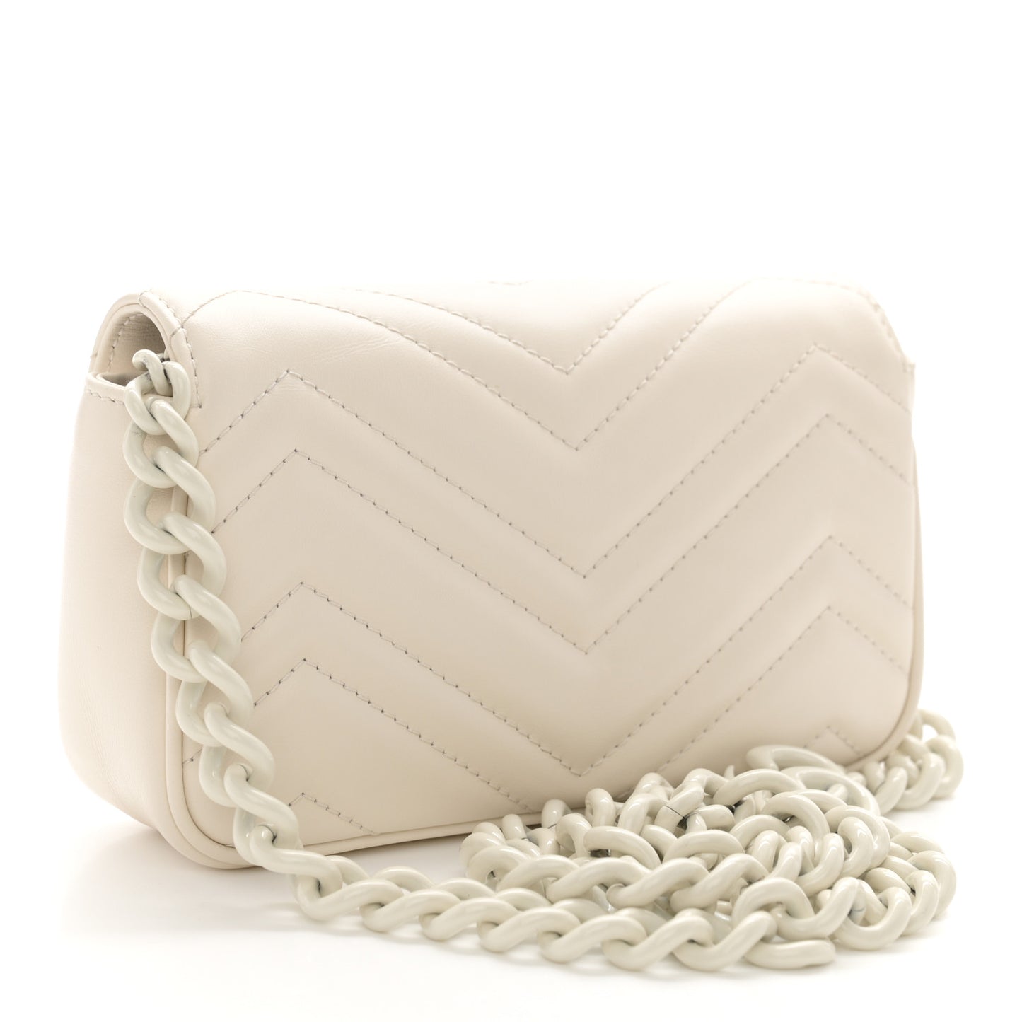 Calfskin Matelasse Monochrome GG Marmont Chain Belt Bag Mystic White