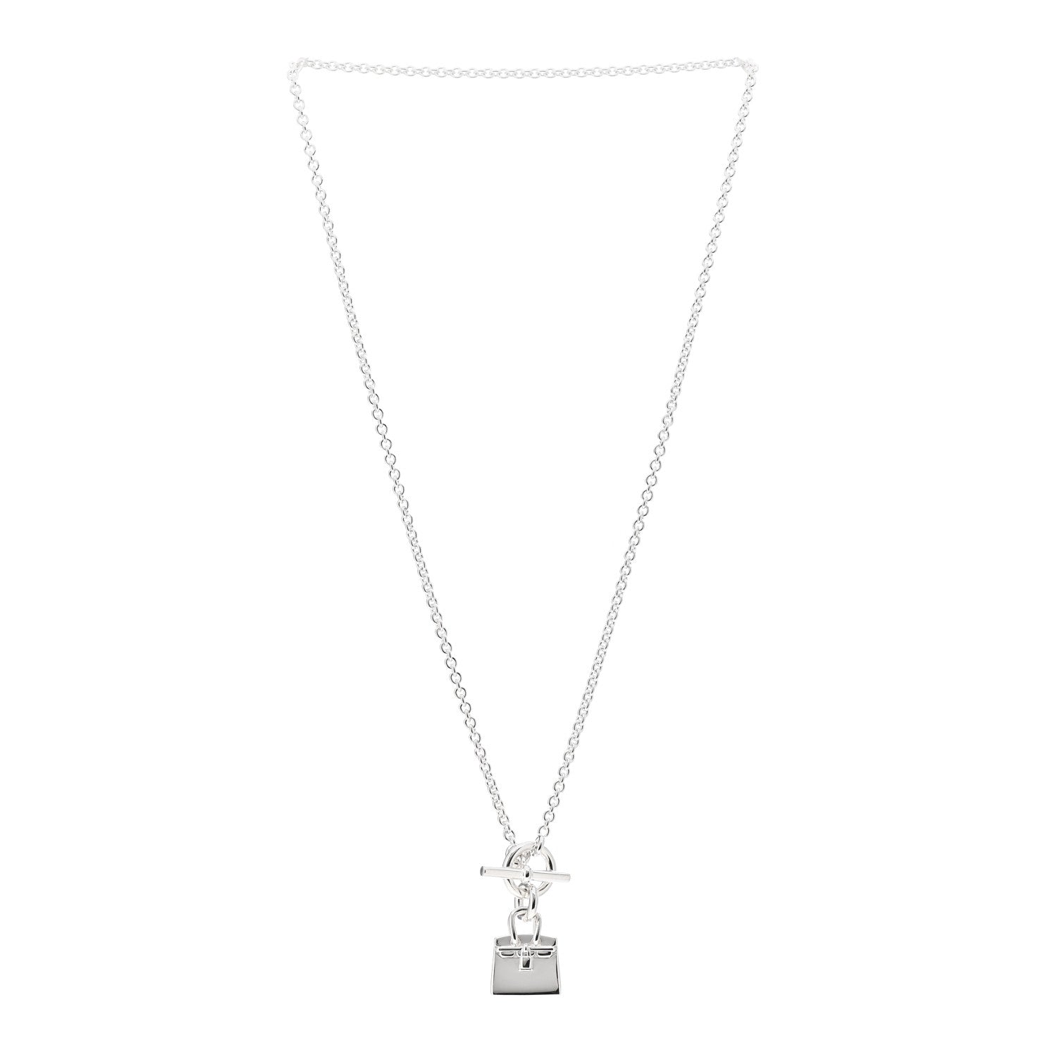 Hermes Sterling Silver Birkin Charm Pendant Necklace 3 of 5