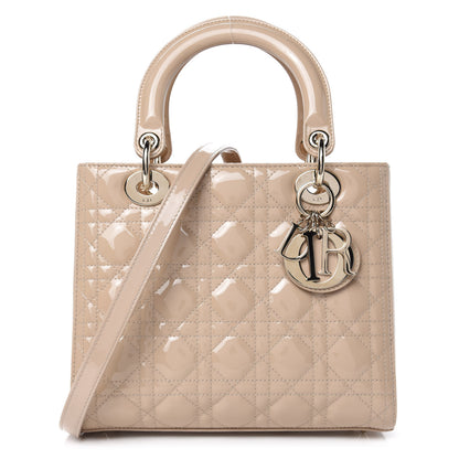 Christian Dior Patent Cannage Medium Lady Dior Beige 1 of 8