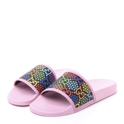 Gucci GG Supreme Monogram Psychedelic Slide Sandals 38 Black Multicolor Sugar Pink 3 of 8
