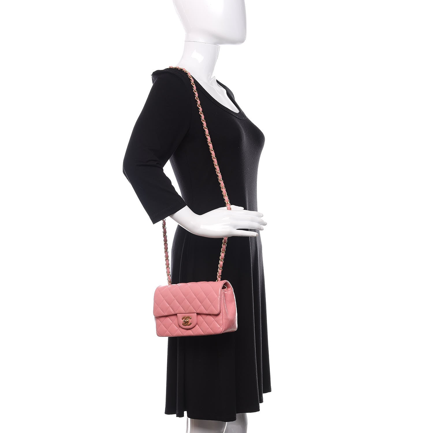 Chanel Lambskin Quilted Mini Rectangular Flap Pink 2 of 12