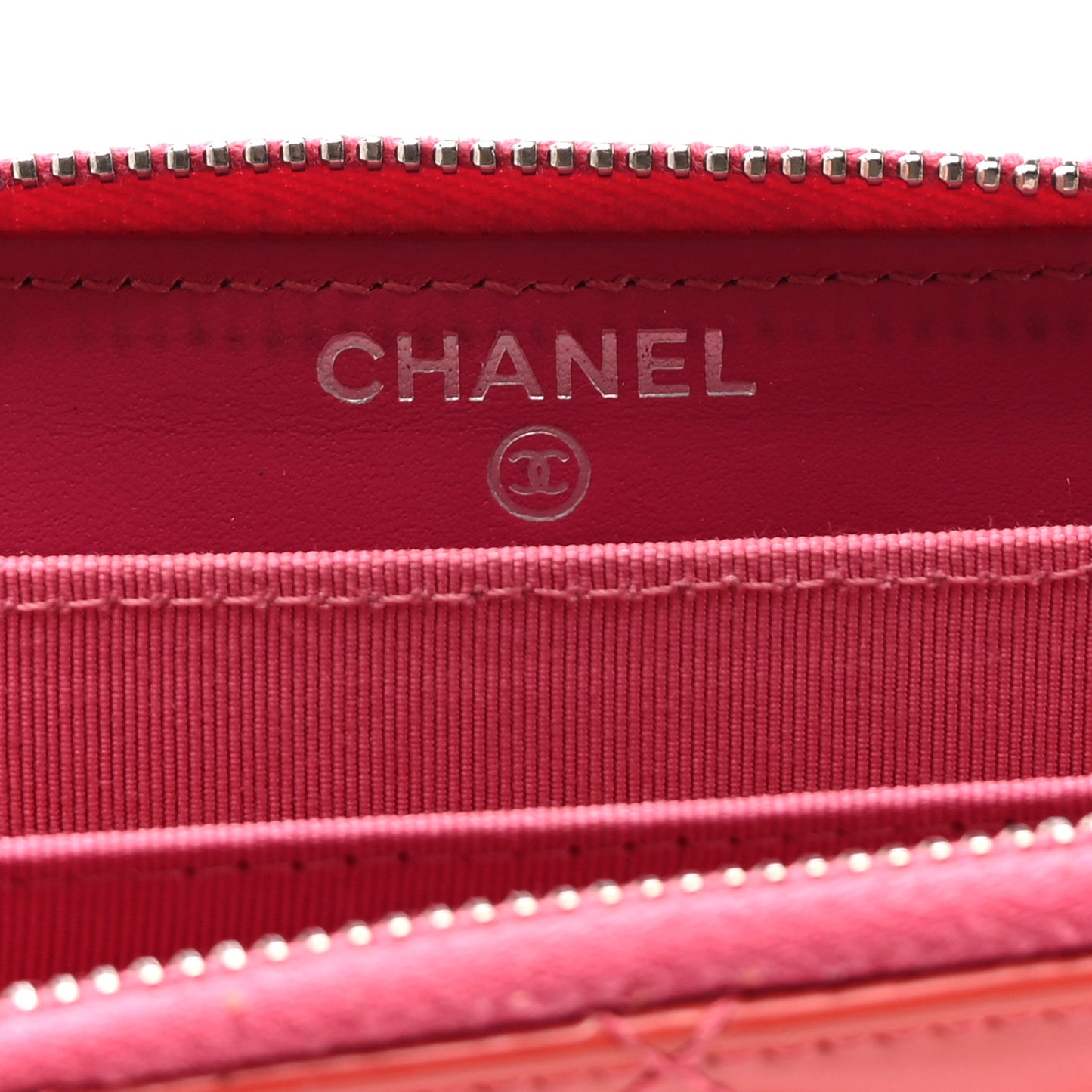 Patent Quilted Small Zip Around Wallet Pink