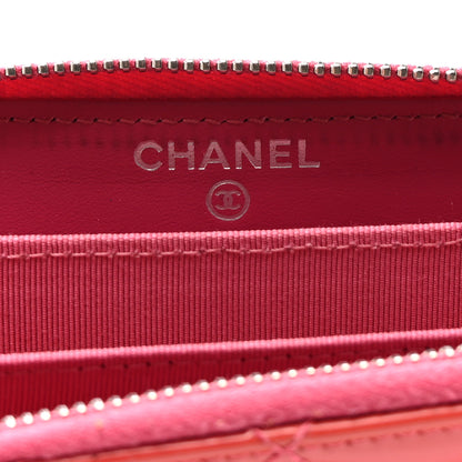 Chanel Patent Quilted Small Zip Around Wallet Pink 6 of 9