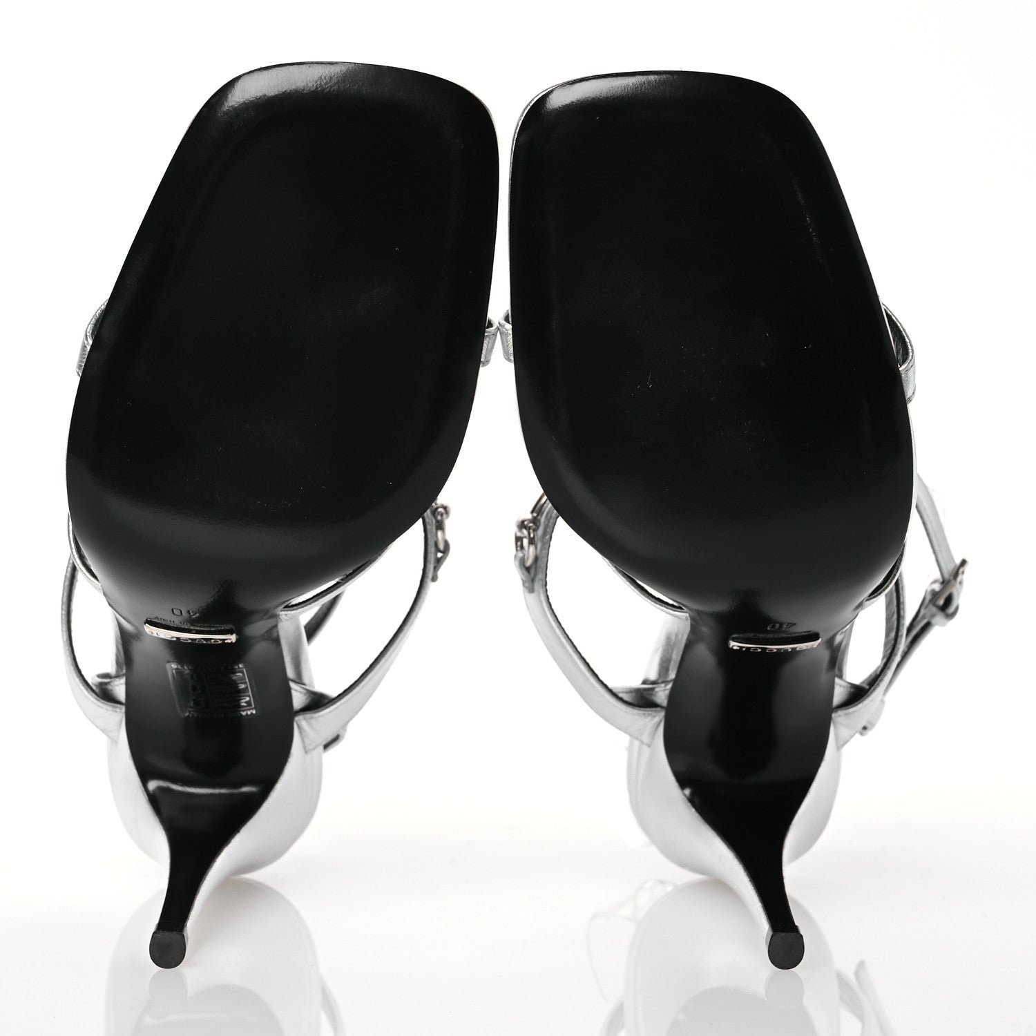 Gucci Nappa Silk High Heel Sandals 40 Argento 6 of 11