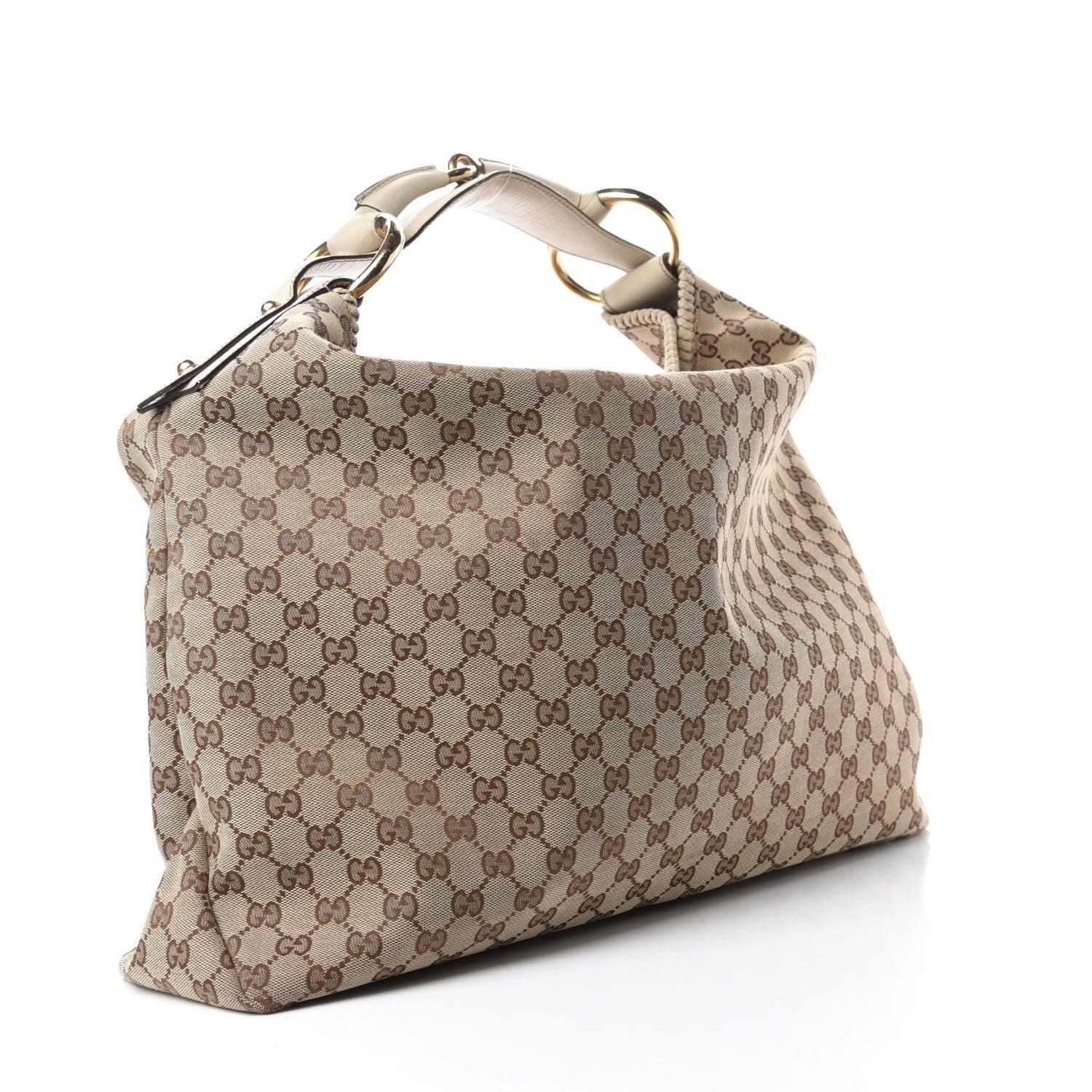 Gucci Monogram Large Horsebit Chain Hobo Off White 3 of 10