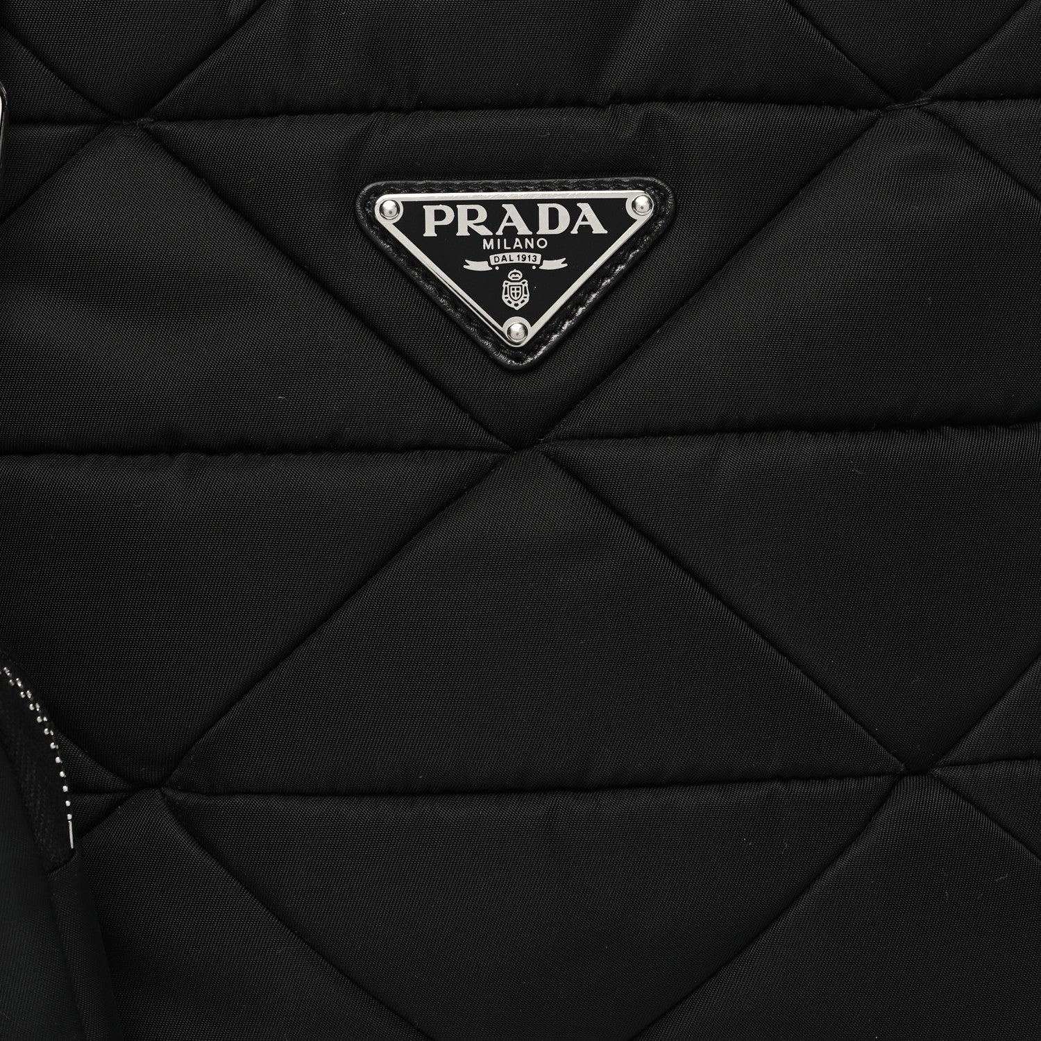 Prada Re-Nylon Nappa Triangle Quilted Padded Double Handled Zip Pocket Tote Black 7 of 9