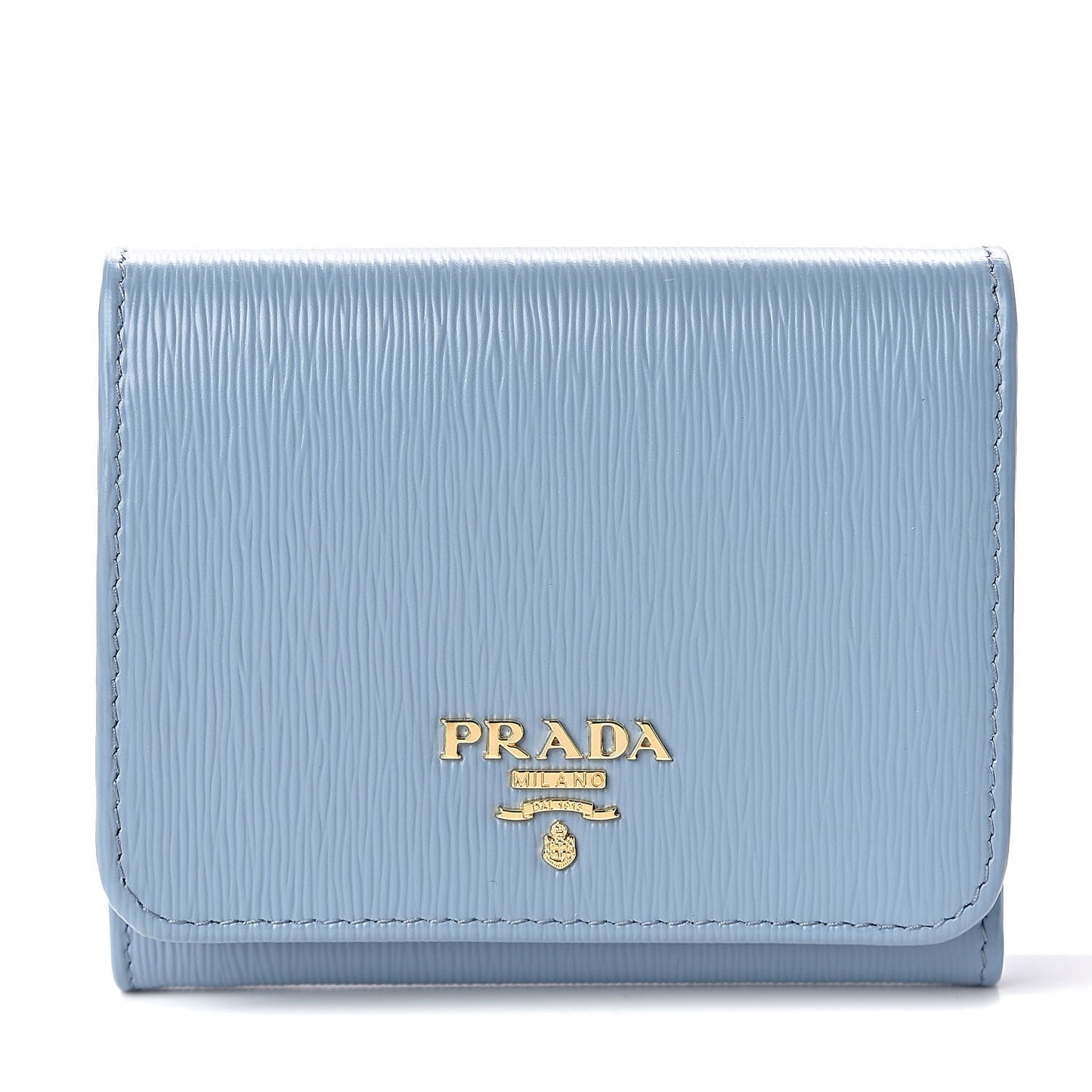 Vitello Move Bi-Color Tri-Fold Compact Wallet Astrale Bluette
