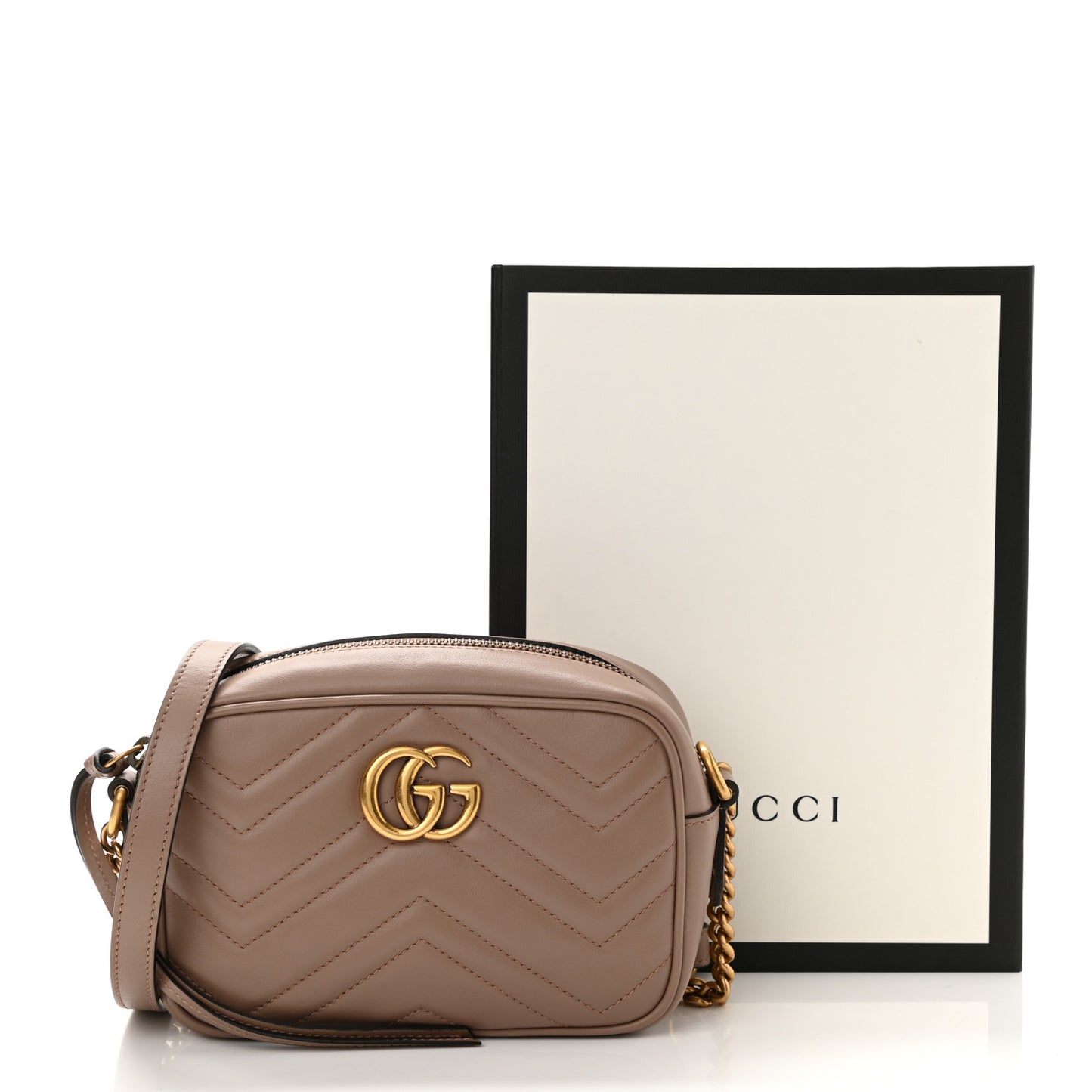 Calfskin Matelasse Mini GG Marmont Chain Shoulder Bag Porcelain Rose