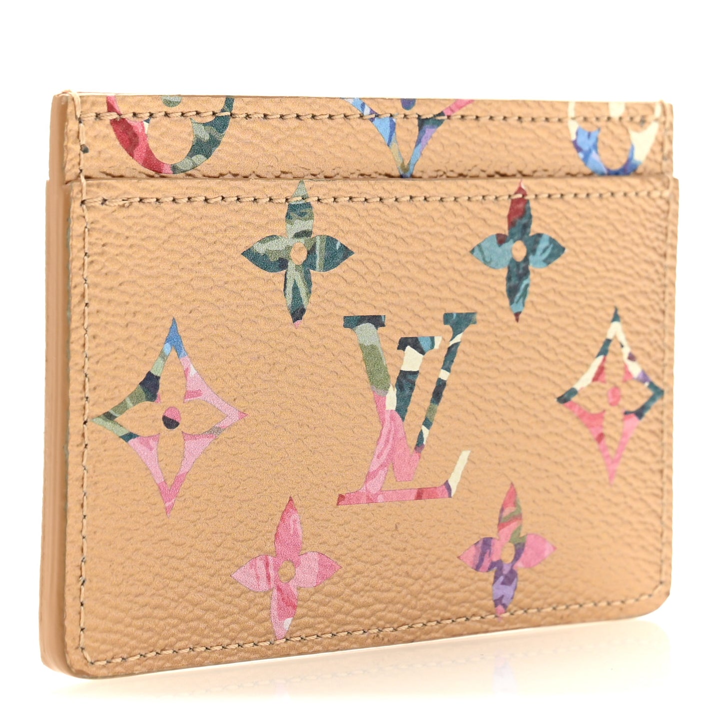 Metallic Monogram LV Garden Card Holder Gold